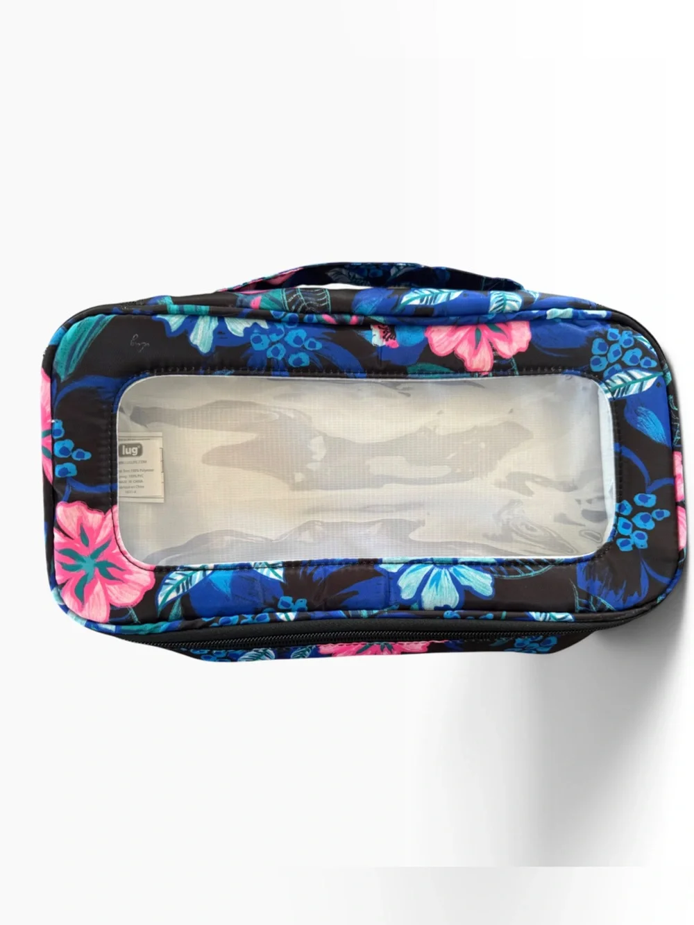 Lug Peekaboo Clearview Tote Bag Set with Matching Quilted Floral Cosmetic Pouch